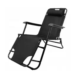 Sezlong de Gradina Garden Line - Negru - 153 x 60 x 30 cm
