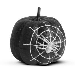 Decor Dovleac de Halloween - Sclipici Negru - Panza de Paianjen - 15 cm