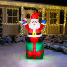 Mos Craciun Gonflabil - 180 cm - IP44 - 6 LED-uri Albe - 100 - 240V