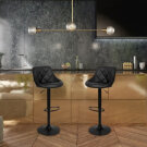Scaun de Bar din Piele Ecologica - Negru - 2 buc.