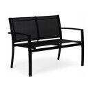 Set Mobilier de Gradina cu Cadru Metalic Gordon - Masuta de Cafea + Banca + 2 Scaune - Negru