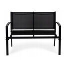 Set Mobilier de Gradina cu Cadru Metalic Gordon - Masuta de Cafea + Banca + 2 Scaune - Negru