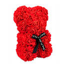 Ursulet de Trandafir in Cutie Cadou - Rosu - 25 cm