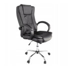 Scaun de Birou cu Piele Ecologica si Picioare Cromate - Negru