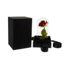 Trandafir cu LED-uri Incorporate si Petale in Cupola de Sticla - 22 x 11,5 cm