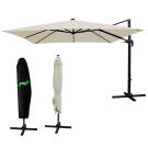 Umbrela Suspendata de Soare cu Iluminare Solara LED GardenLine - 3 x 3 m - Bej