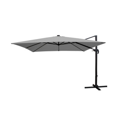 Umbrela Suspendata de Soare cu Iluminare Solara LED GardenLine - 3 x 3 m - Gri
