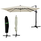 Umbrela Suspendata de Soare cu Iluminare Solara LED GardenLine - 3 x 4 m - Bej