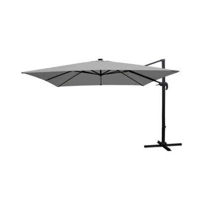 Umbrela Suspendata de Soare cu Iluminare Solara LED GardenLine - 3 x 4 m - Gri