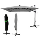 Umbrela Suspendata de Soare cu Iluminare Solara LED GardenLine - 3 x 4 m - Gri