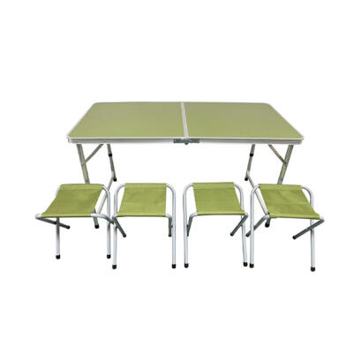 Masa Pliabila de Camping cu 4 Scaune - Verde - 120 x 60 x 70 cm