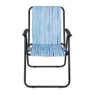 Scaun Pliabil de Camping cu Cotiere - 52 x 44 x 75 cm - Dungi Albastre