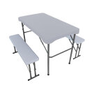 Masa Pliabila de Camping cu 2 Banci - Gri Deschis