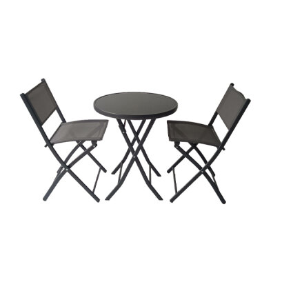Set Mobilier Pliabil de Gradina - Masa + 2 Scaune - Gri