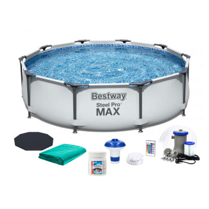 Set Piscina cu Cadru Metalic Bestway Steel Pro Max Ground Pool, cu Accesorii - 305 x 76 cm