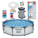 Set Piscina cu Cadru Metalic Bestway Steel Pro Max Ground Pool, cu Accesorii - 305 x 76 cm