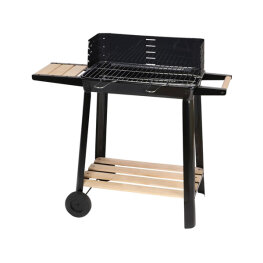 Faszenes kerti nagy grillsütő kerekekkel, polcokkal - 84 x 78 x 42 cm