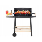 Faszenes kerti nagy grillsütő kerekekkel, polcokkal - 84 x 78 x 42 cm
