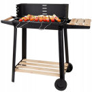 Faszenes kerti nagy grillsütő kerekekkel, polcokkal - 84 x 78 x 42 cm