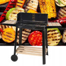 Faszenes kerti nagy grillsütő kerekekkel, polcokkal - 94 x 78 x 42 cm