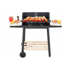Faszenes kerti nagy grillsütő kerekekkel, polcokkal - 94 x 78 x 42 cm