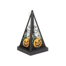 Halloween-i LED lámpás - tök - melegfehér - fekete - 9,5 x 9,5 x 17 cm - 2 x AAA