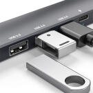 Multifunkciós USB Hub - HDMI + Type-C 3.0 - 3xUSB-A, 1xType-C - 5 Gbps, 100 W - fekete