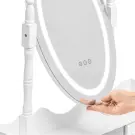 Masuta de Toaleta cu Iluminare LED, Oglinda Ovala si Scaun