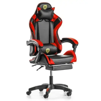 Scaun Gaming cu Suport Picioare - Negru-Rosu