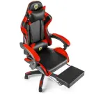 Scaun Gaming cu Suport Picioare - Negru-Rosu