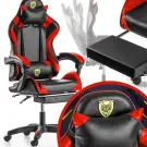 Scaun Gaming cu Suport Picioare - Negru-Rosu