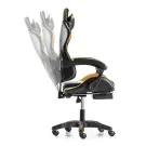 Scaun Gaming cu Suport Picioare - Negru-Auriu