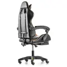 Scaun Gaming cu Suport Picioare - Negru-Auriu