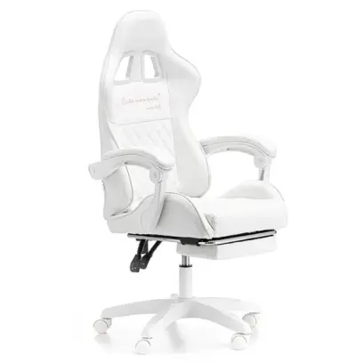 Scaun Gamer cu Suport pentru Picioare, pentru Copii - Alb