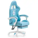 Scaun Gamer cu Suport pentru Picioare, pentru Copii - Albastru, Alb