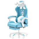 Scaun Gamer cu Suport pentru Picioare, pentru Copii - Albastru, Alb