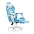 Scaun Gamer cu Suport pentru Picioare, pentru Copii - Albastru, Alb