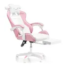 Scaun Gamer cu Suport pentru Picioare, pentru Copii - Roz, Alb
