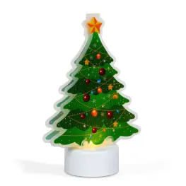 Decorațiune de Masă LED în Formă de Pom de Crăciun, Lumină Caldă Albă, cu Baterii