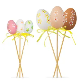 Set de decorațiuni de Paște în formă de ouă - 6 modele diferite - 4 x 3 cm - 6 bucăți/pachet