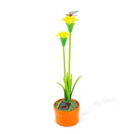 Decorațiune Solară cu Flori Colorate - 10 LED-uri Cald-Albe - Galben - 8 x 8 x 32 cm
