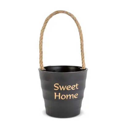 Ghiveci Decorativ din Plastic cu Sfoară - 9 x 8 cm