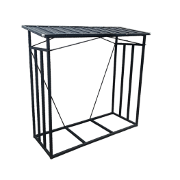 Magazie pentru lemne de foc din metal cu acoperiș - 185 cm x 70 cm x 185 cm
