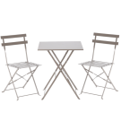 Set de mobilier de grădină gri - Masă pătrată + 2 scaune