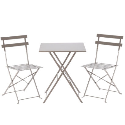 Set de mobilier de grădină gri - Masă pătrată + 2 scaune