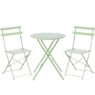 Set de mobilier de grădină verde - masă rotundă + 2 scaune
