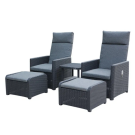 Set de mobilier de grădină, antracit - 2 fotolii pliabile, masă, 2 taburete