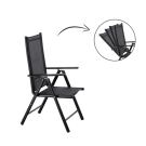 Scaun de grădină pliabil, din aluminiu, 7 poziții, negru, 66 x 56 x 107 cm