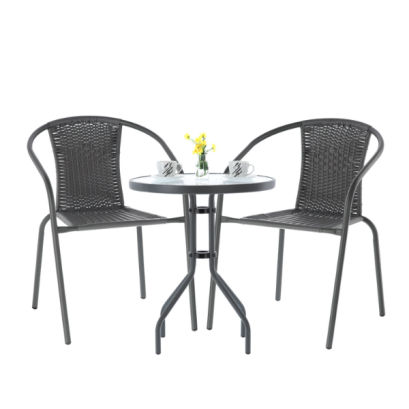 Set de mobilier de grădină Bistro Gri - masă și 2 scaune