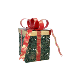 Decorațiune de Crăciun pătrată metalică cu fundă LED - 15 x 12 x 20 cm